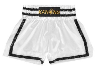 กางเกงมวยไทย กางเกงนักมวย Kanong : KNS-140 ขาว/ดำ